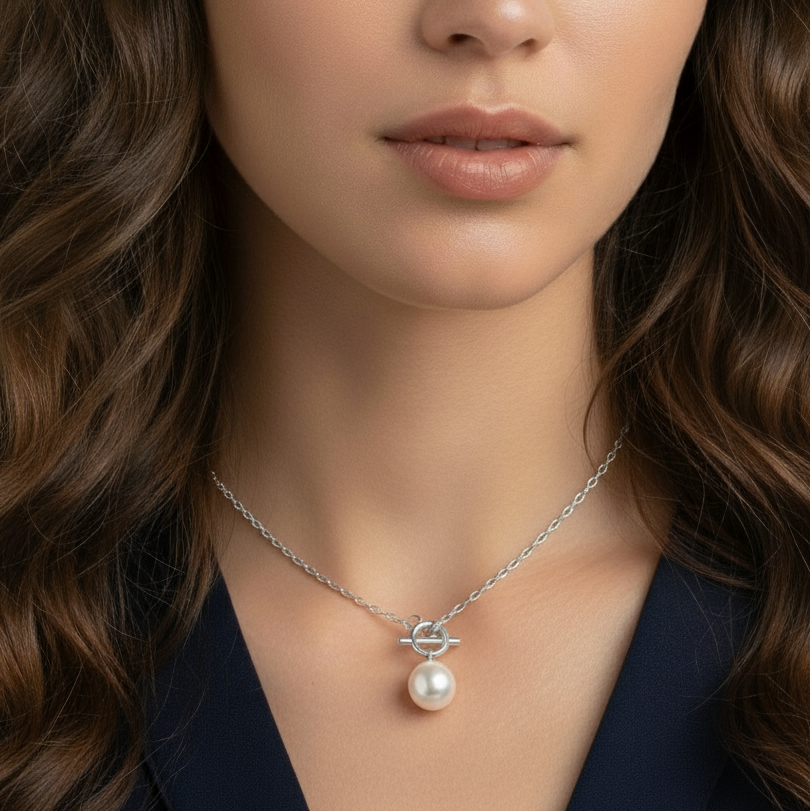 BOLD PEARL NECKLACE Silver