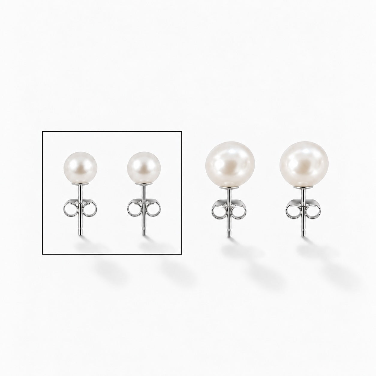 CLASSIC MIDI PEARL STUDS Silver