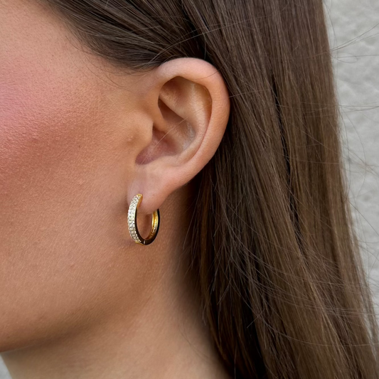 CLASSIC STONE HOOPS EARRINGS Gold