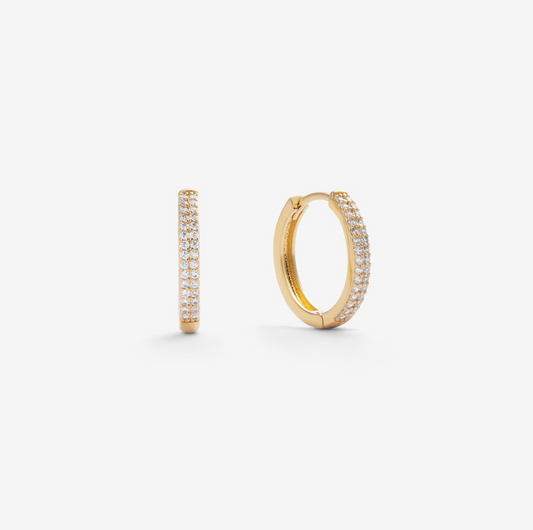 CLASSIC STONE HOOPS EARRINGS Gold