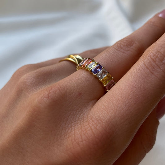 MULTICOLOR BAGUETTE RING Gold