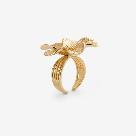 LARGE FLOWER RING Gold