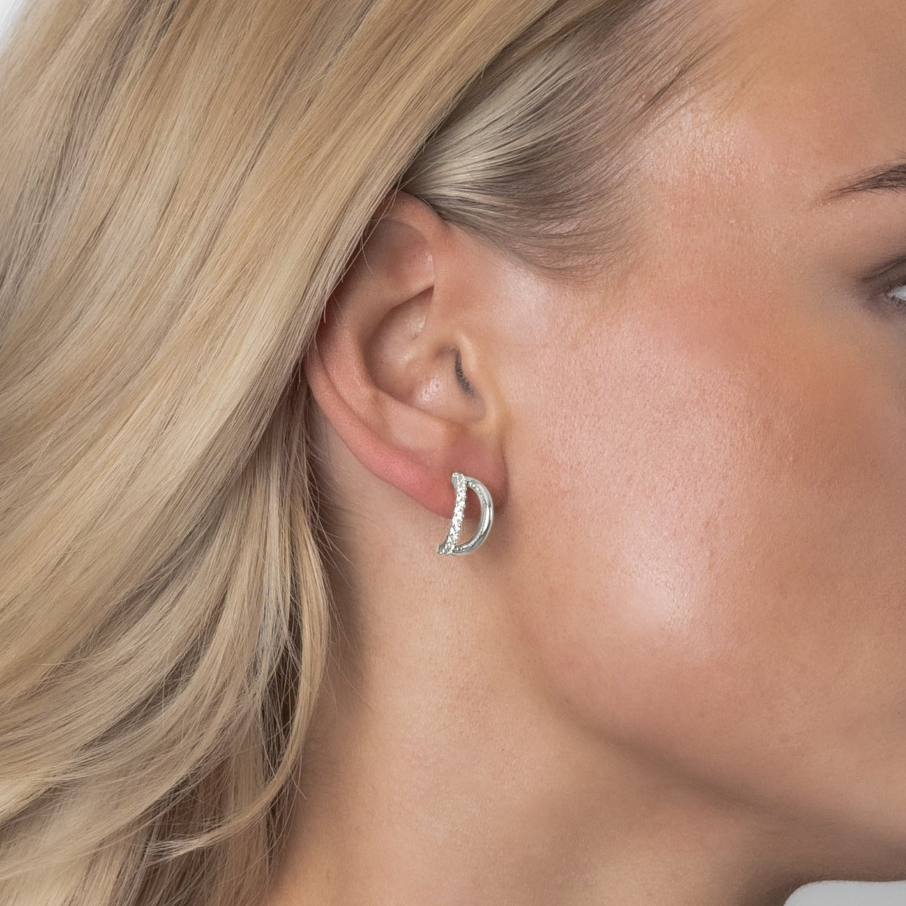 DOUBLE ZIRCONIA HOOPS Silver