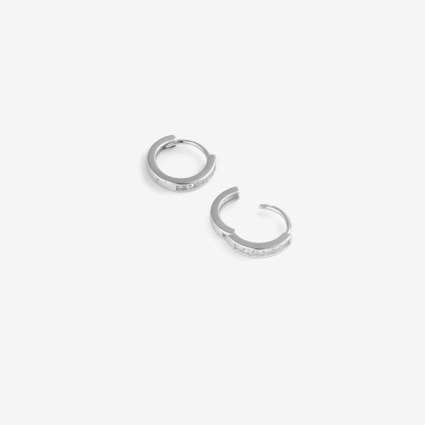 PETITE HIDDEN PAVÉ HOOPS Silver