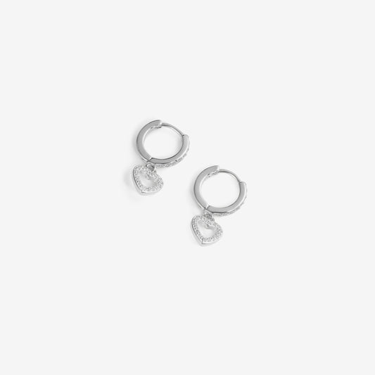 ZIRCONIA HEART EARRINGS Silver