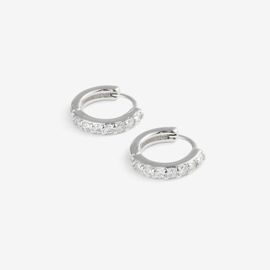 STONE MINI HOOPS Silver