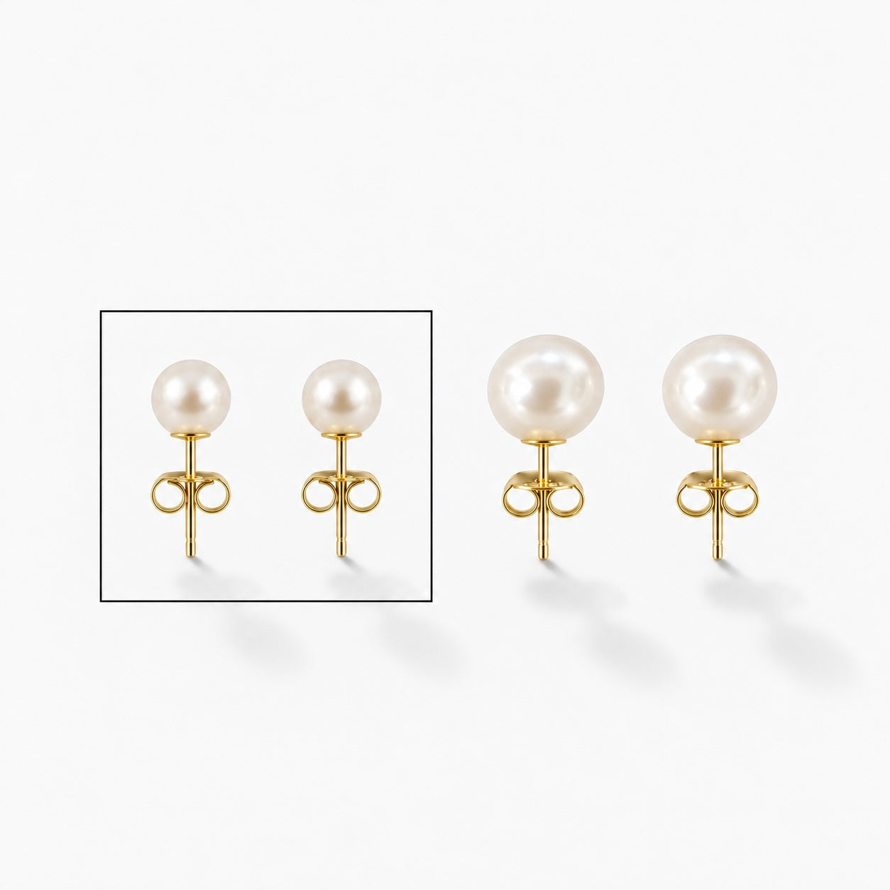 CLASSIC MIDI PEARL STUDS Gold