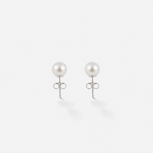 CLASSIC PEARL STUDS Silver