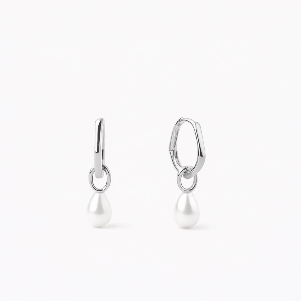 DEWDROP PEARL EARRINGS Silver