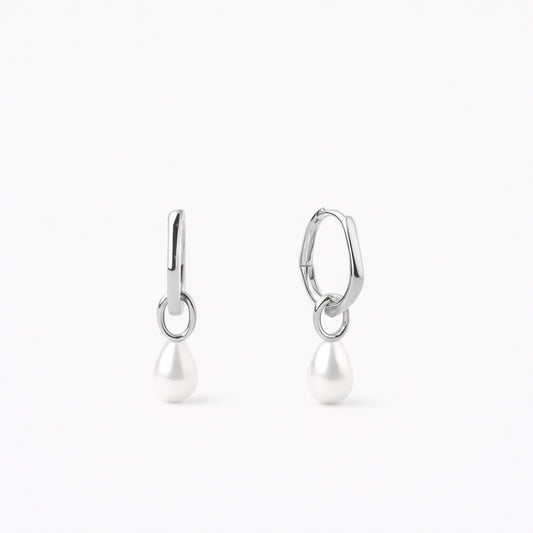DEWDROP PEARL EARRINGS Silver