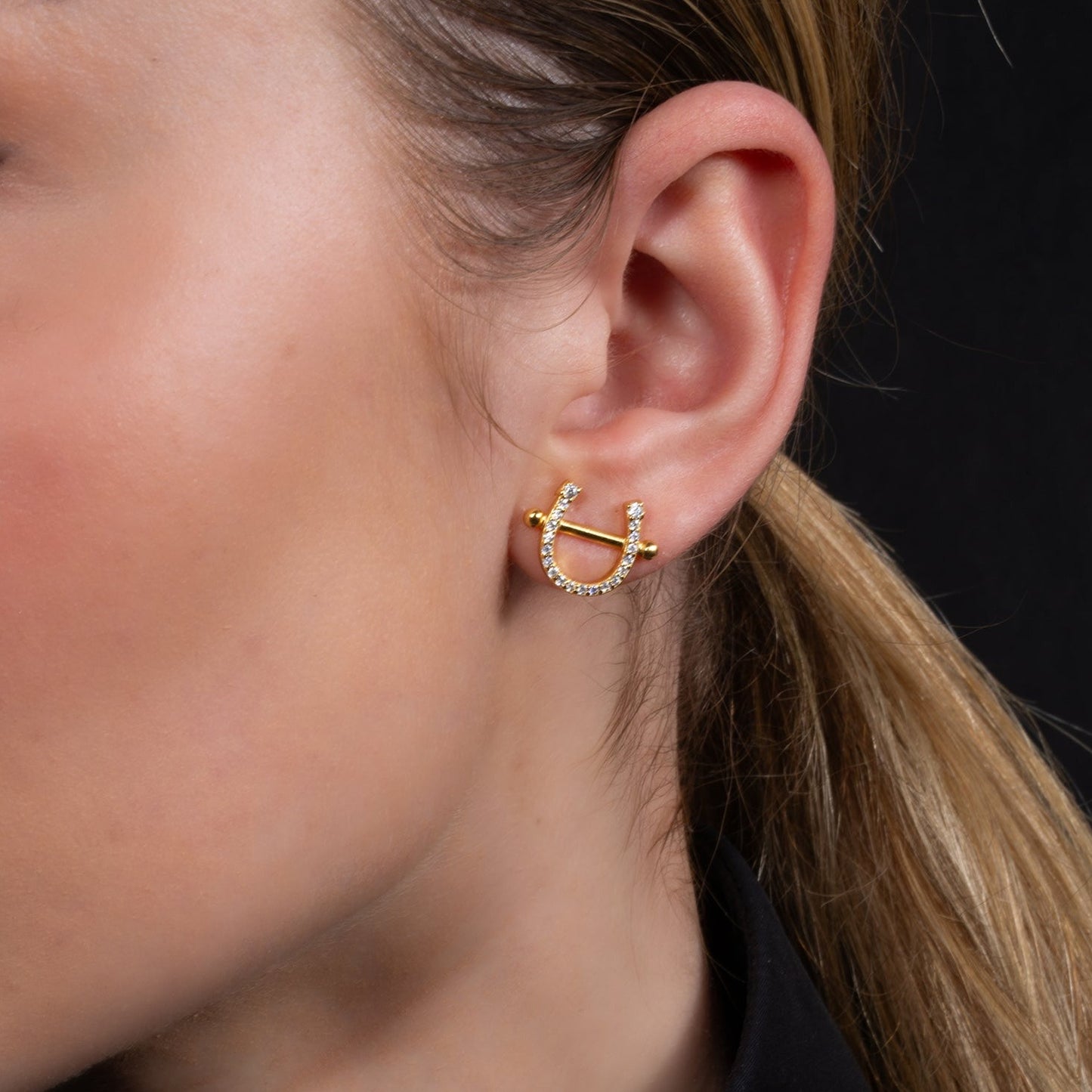 PIERCED HORSE SHOE EARRINGS Gold