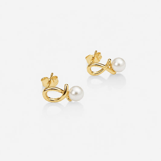 KNOT PEARL STUDS Gold