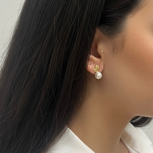 PEARL LEAF EARRINGS Gold