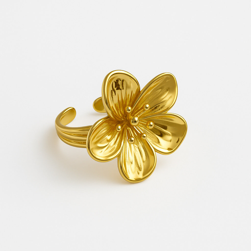 LARGE FLOWER RING Gold