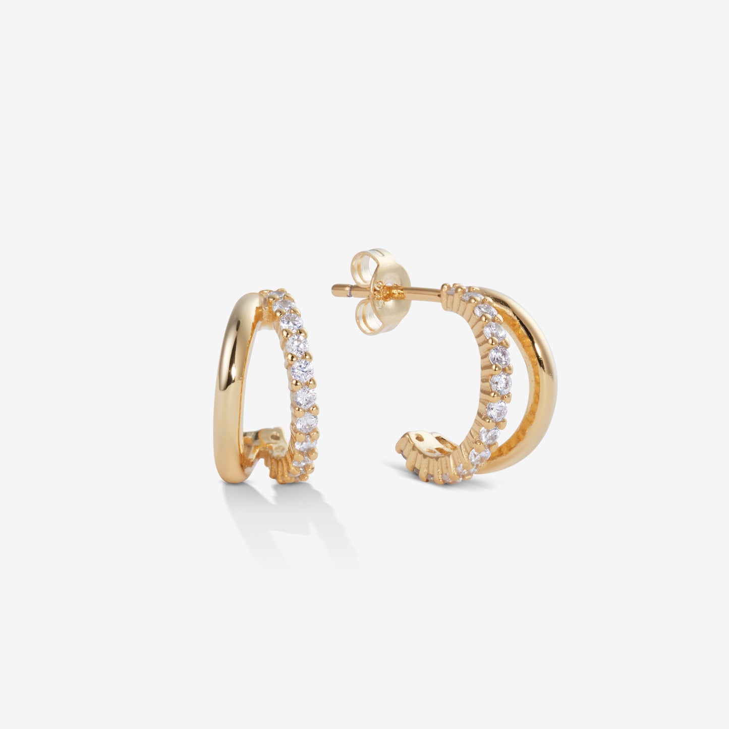 DOUBLE ZIRCONIA HOOPS Gold