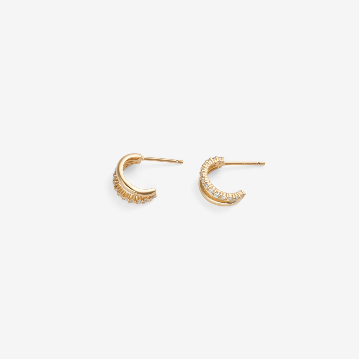 DOUBLE ZIRCONIA HOOPS Gold