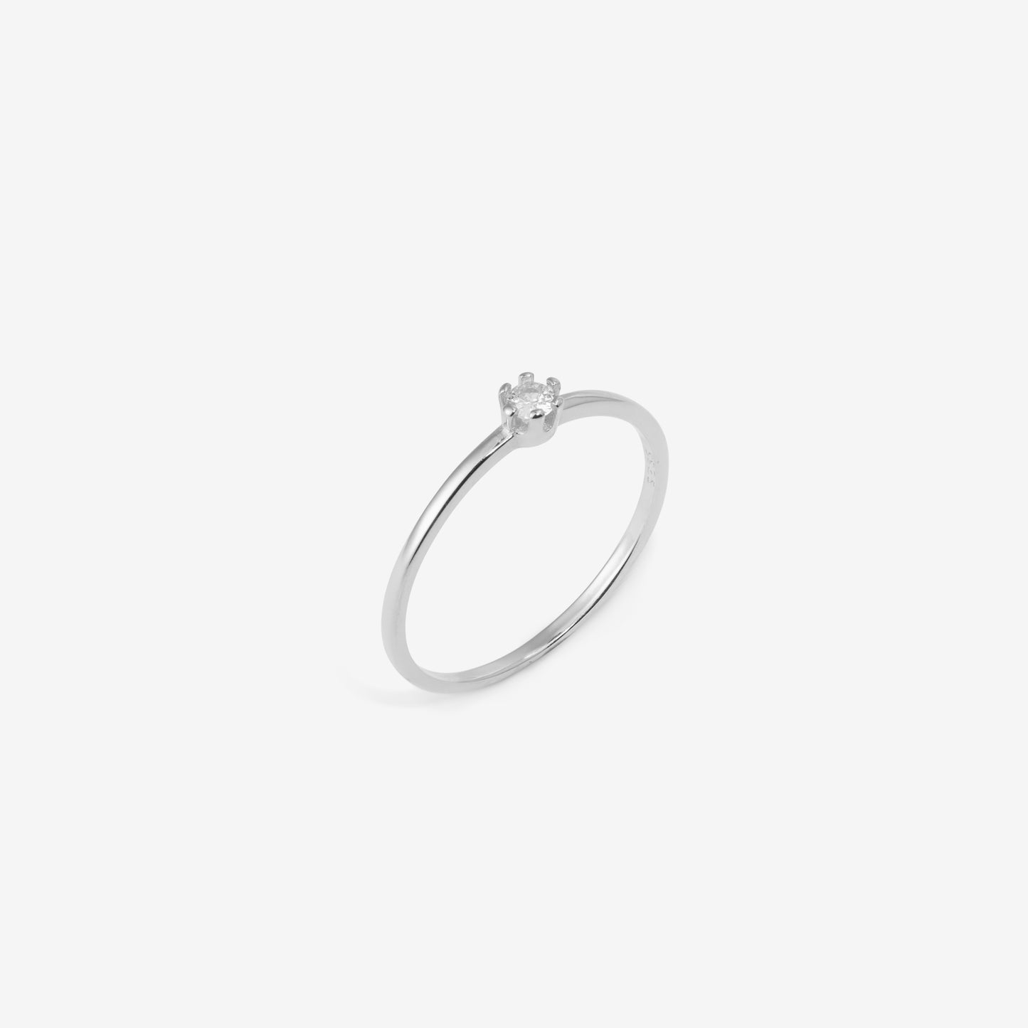 ROUND THIN SOLITAIRE RING Silver