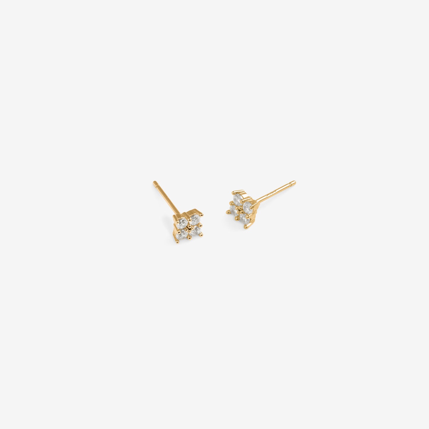 SQUARE ZIRCONIA STUDS Gold