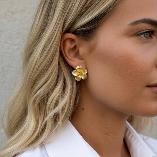 MIDI FLOWER EARRINGS Gold