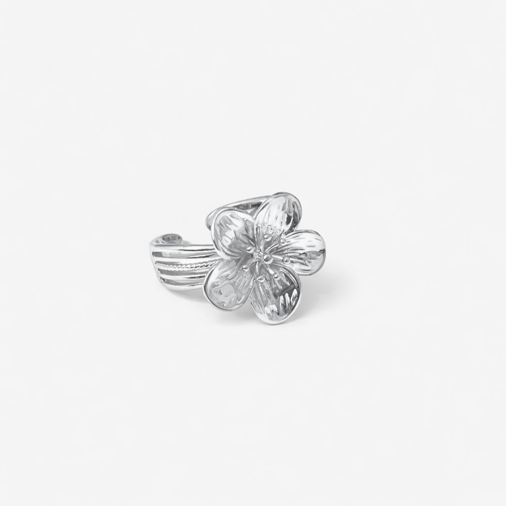 MIDI FLOWER RING Silver