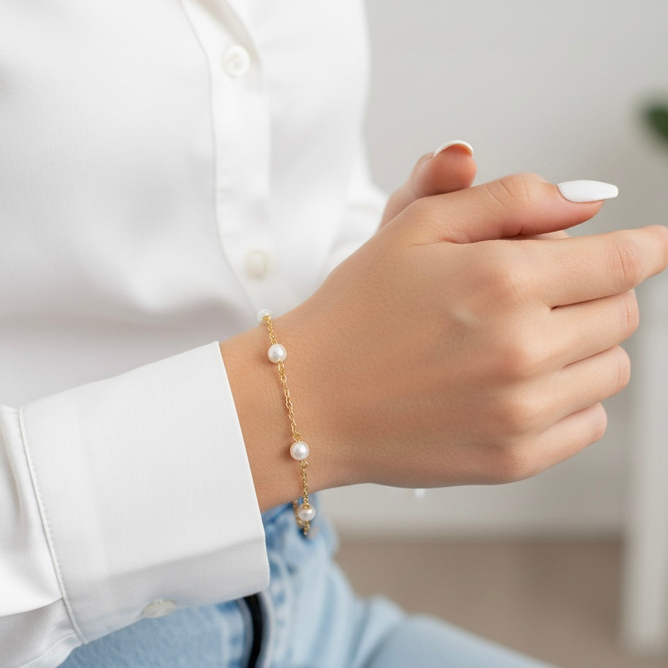 MINI PEARL CHAIN BRACELET Gold
