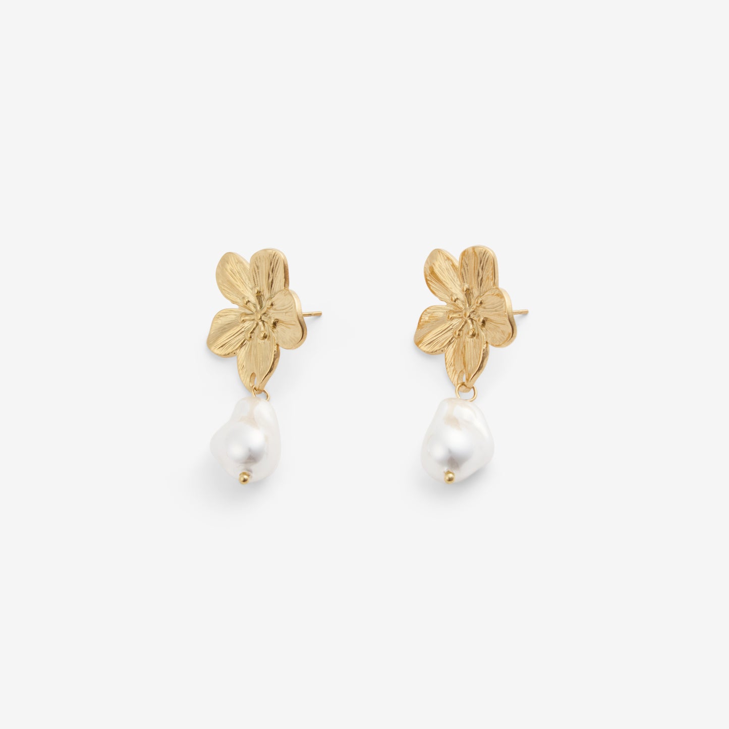 FLOWER PEARL EARRINGS Gold