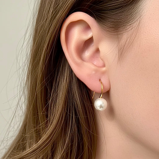 PEARL HOOK EARRINGS Gold