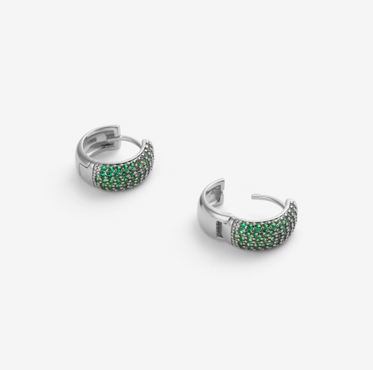 GREEN PAVÉ EARRINGS Silver