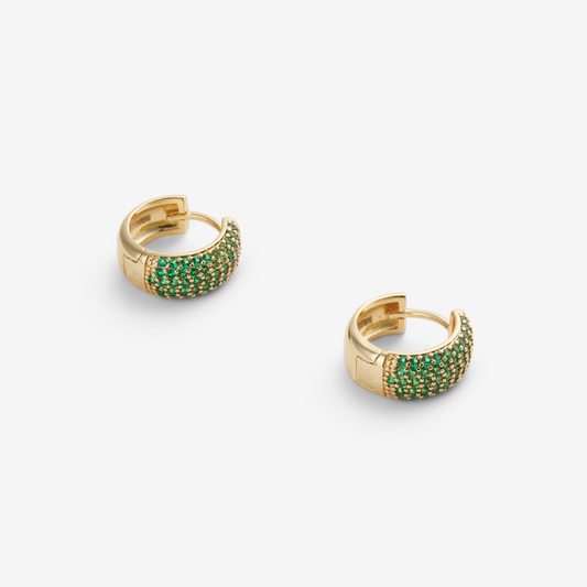 GREEN PAVÉ EARRINGS Gold