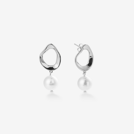 UNIQUE PEARL DROP EARRINGS Silver