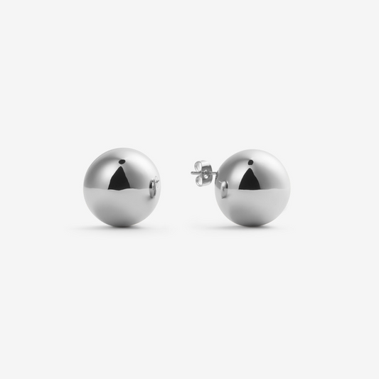 GLOSSY GLOBE EARRINGS Silver