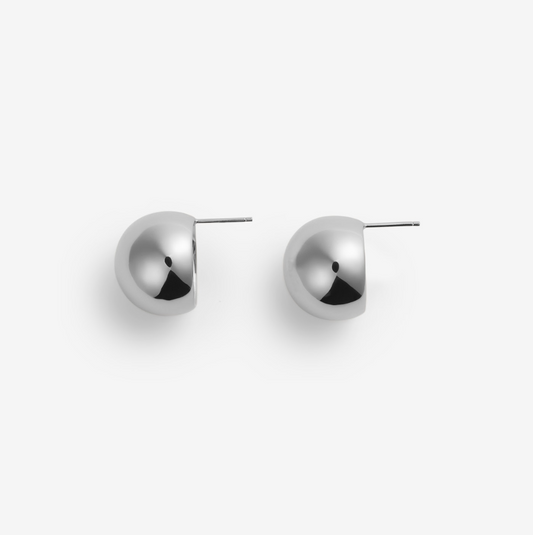 GLOSSY GLOBE EARRINGS Silver