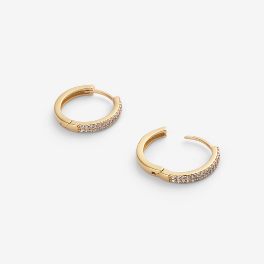 CLASSIC STONE HOOPS EARRINGS gold