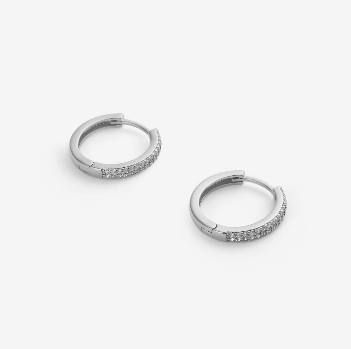 CLASSIC STONE HOOPS EARRINGS silver