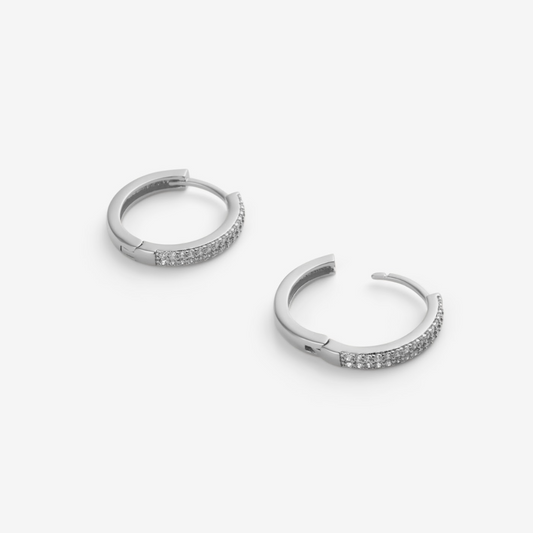 CLASSIC STONE HOOPS EARRINGS silver