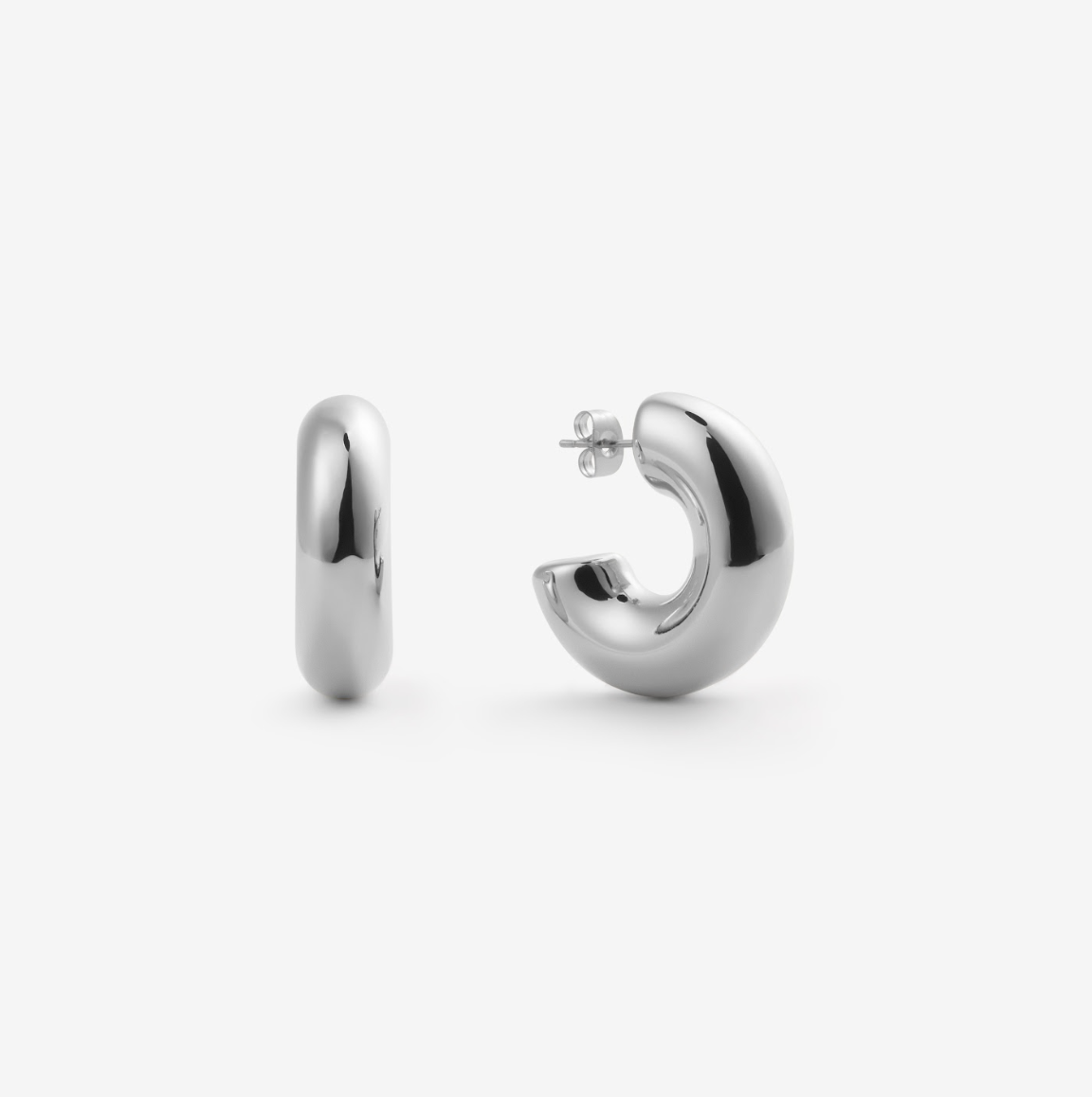 HALF BOLD HOOPS Silver