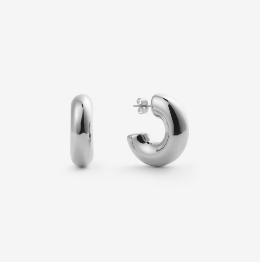 HALF BOLD HOOPS Silver