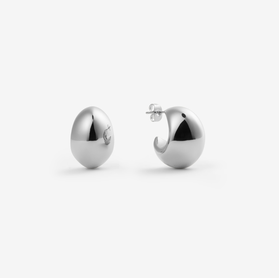 CHUNKY MOON EARRINGS Silver