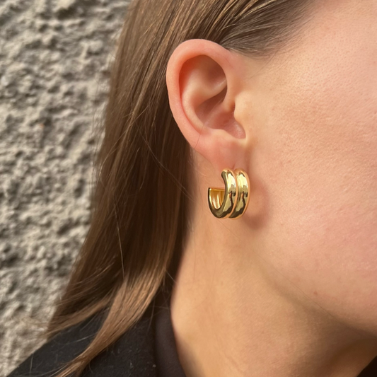 DOUBLE  HOOPS EARRINGS Gold