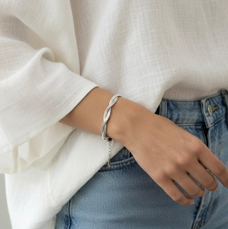 WOVEN SNAKE BRACELET Silver