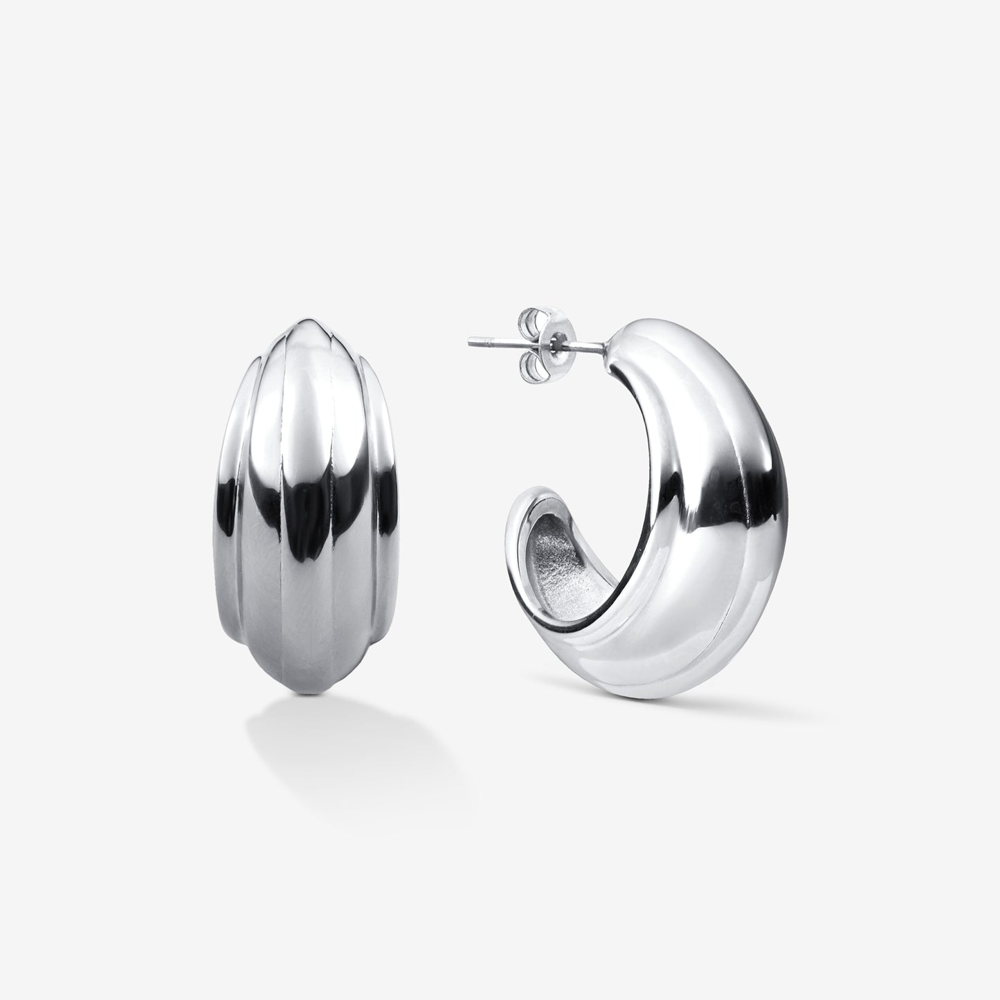 BOLD HOOPS EARRINGS Silver