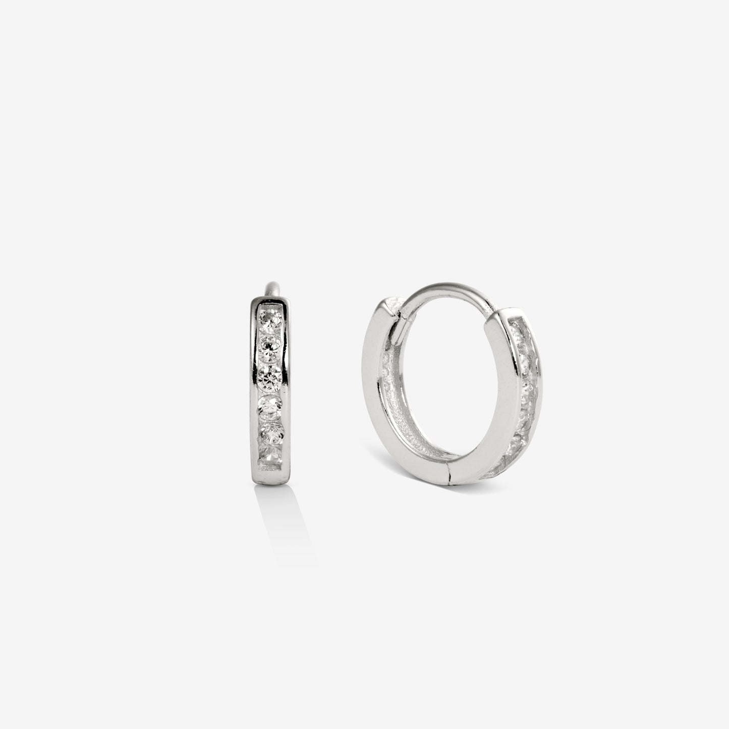 PETITE HIDDEN PAVÉ HOOPS Silver