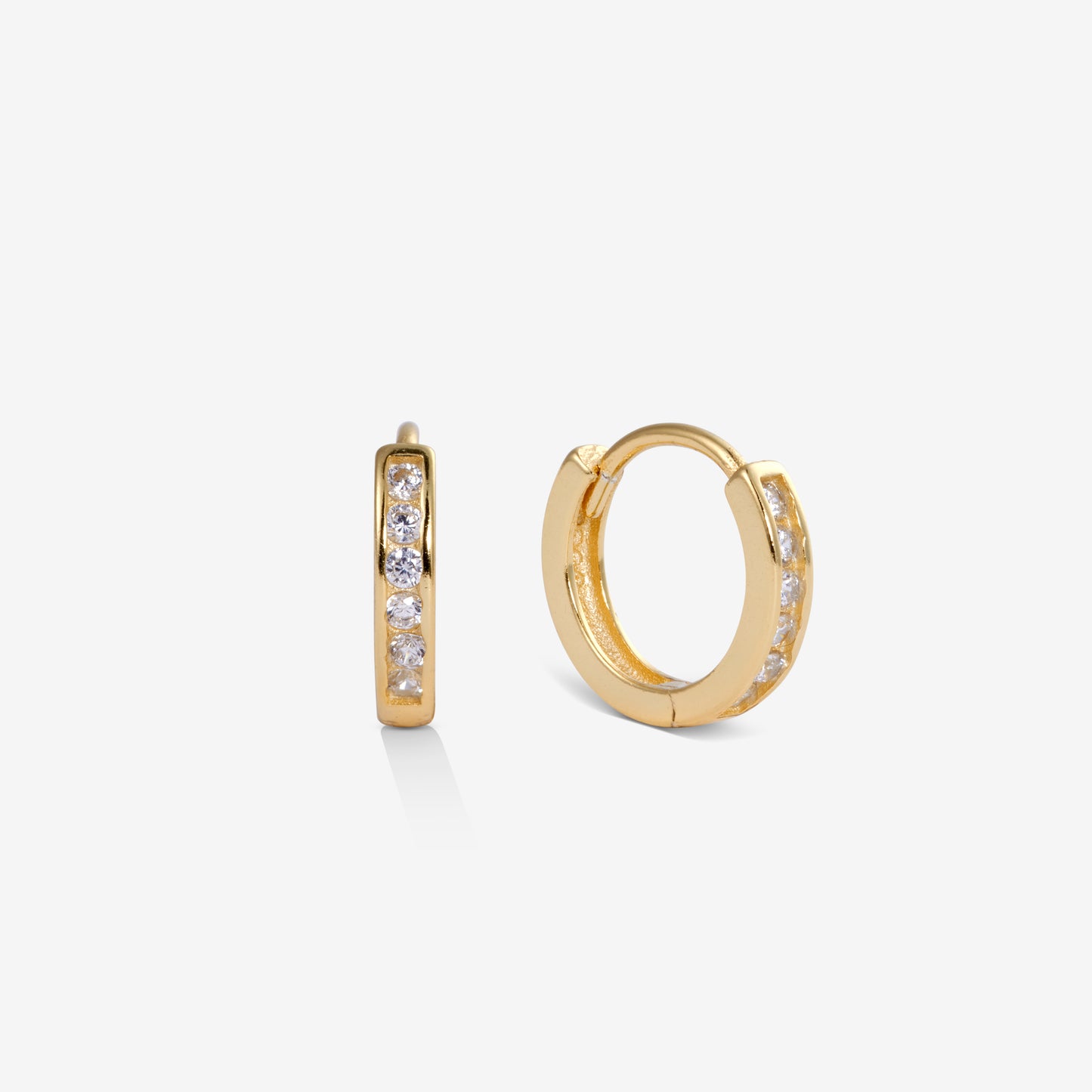 PETITE HIDDEN PAVÉ HOOPS Gold