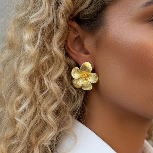 LARGE FLOWER EARRINGS Gold