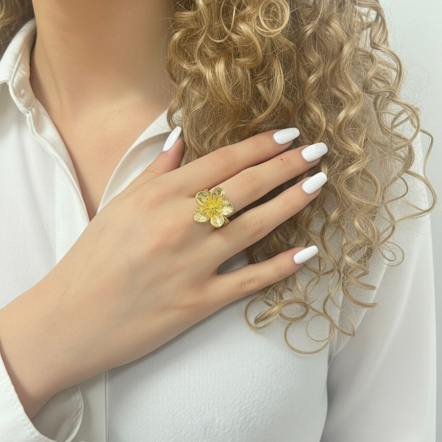 MIDI FLOWER RING Gold
