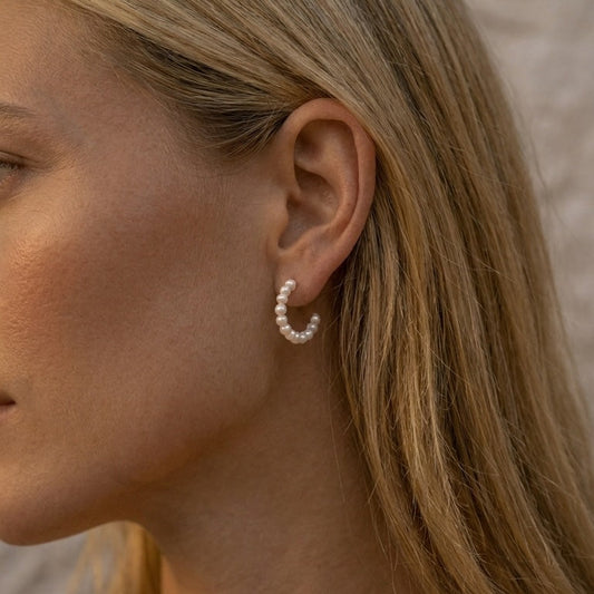 MULTI PEARL HOOPS Gold