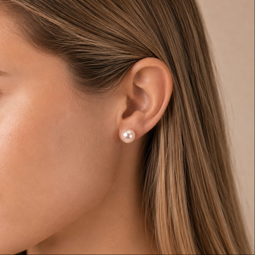 PINK PEARL STUDS Silver