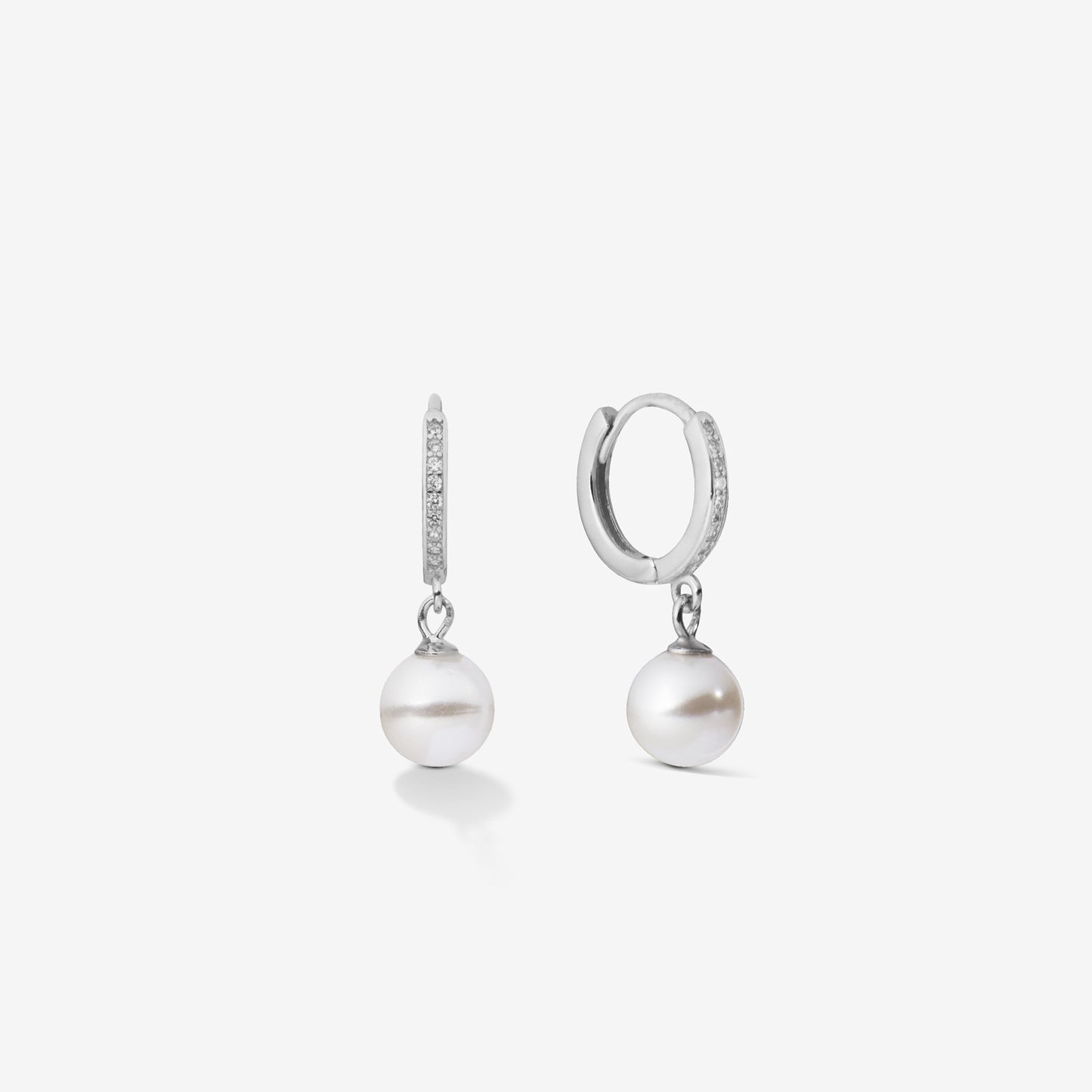 PEARL DROP HOOPS EARRINGS Silver